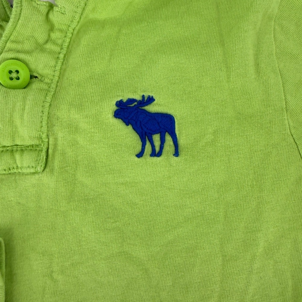 Abercrombie Y2K Boys Lime Green Henley Long Sleeve Shirt Muscle Fit Medium M - Picture 3 of 7